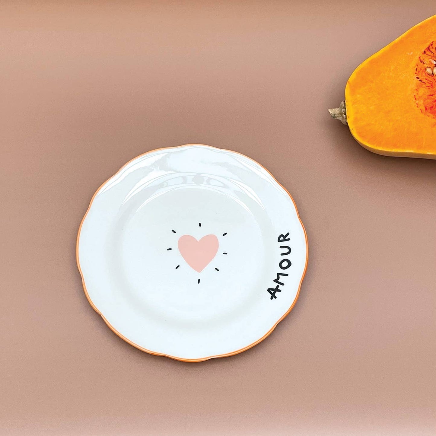 Set de 4 assiettes dessert amour cœur D19cm