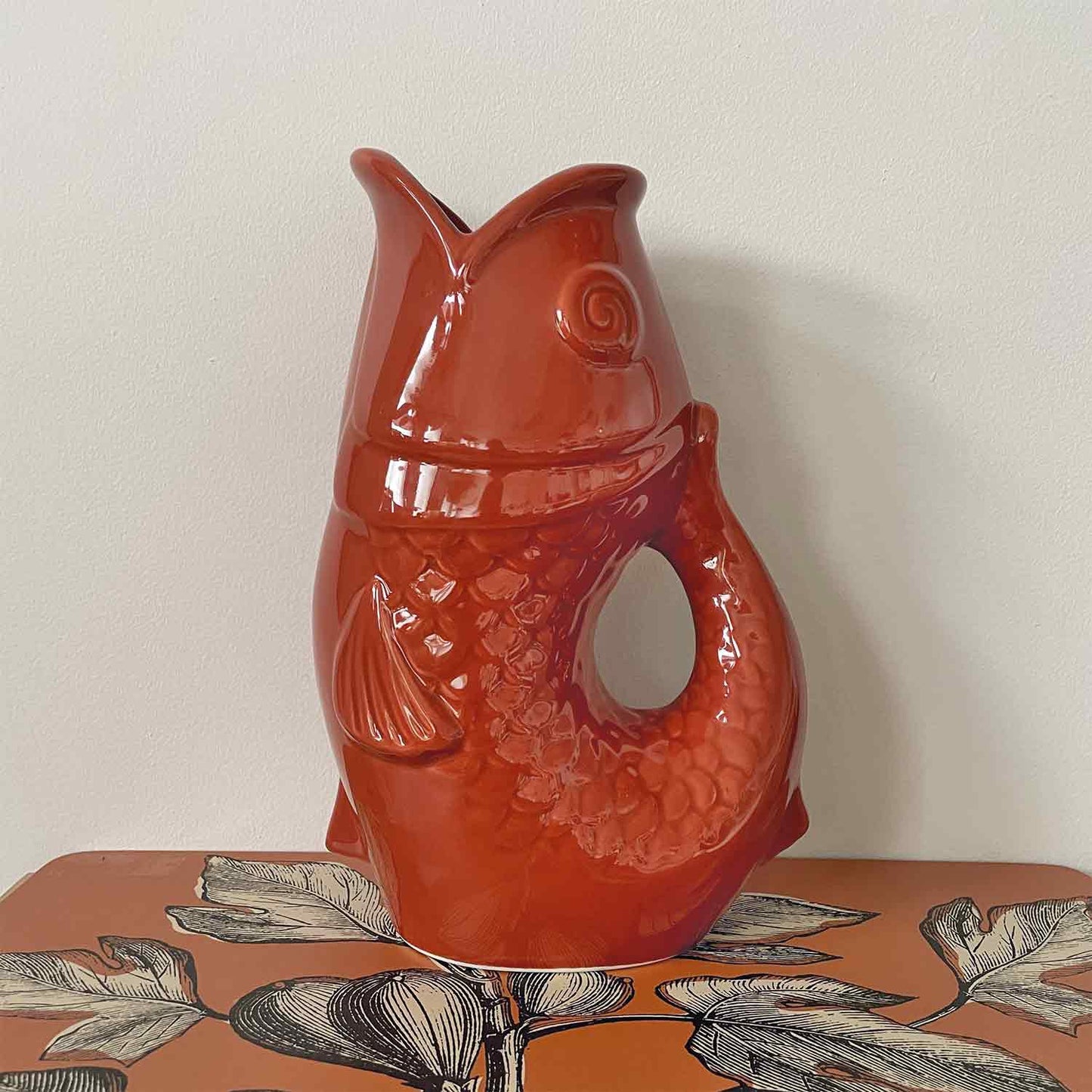 Vase pichet poisson gm terracotta L16,5 P11 H25,3cm