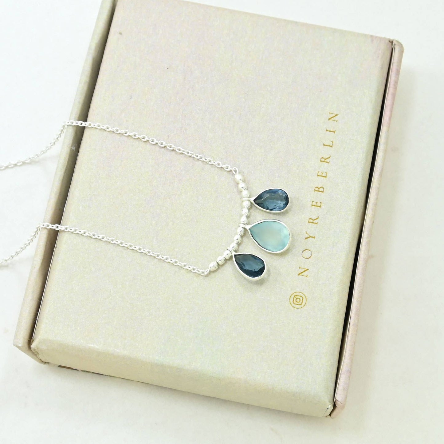 Collier Pippa Argent - Iolite Bleu & Calcédoine
