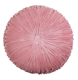 Le Coussin Rond en Velours PIissé Rose Poudré Les Choses qu'on Aime
