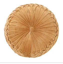 Le Coussin Rond en Velours PIissé Argile Les Choses qu'on Aime