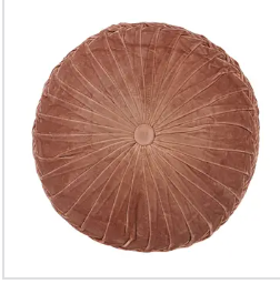 Le Coussin Rond en Velours PIissé Moka Les Choses qu'on Aime
