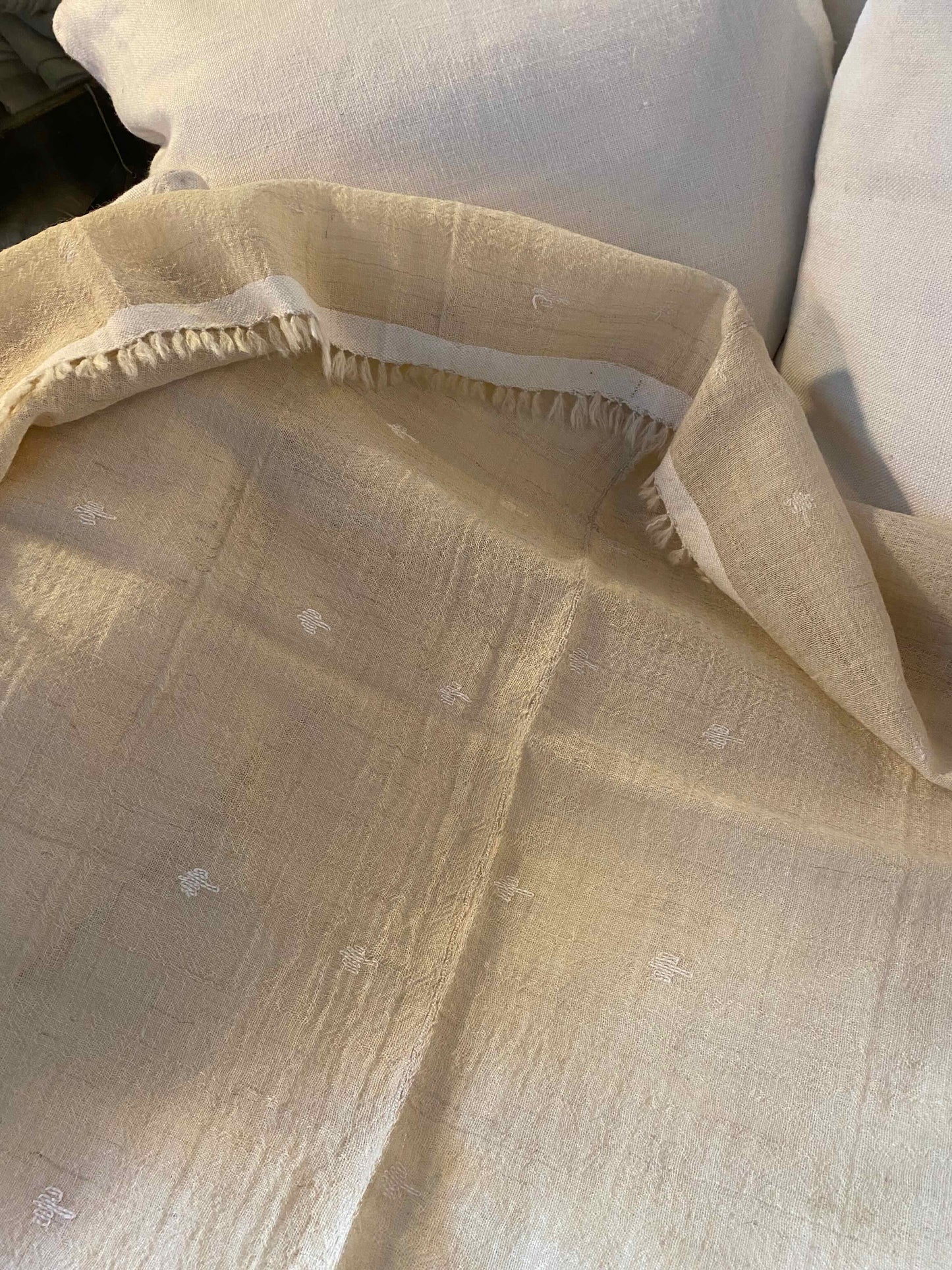 Le Plaid Vintage Grège et Blanc