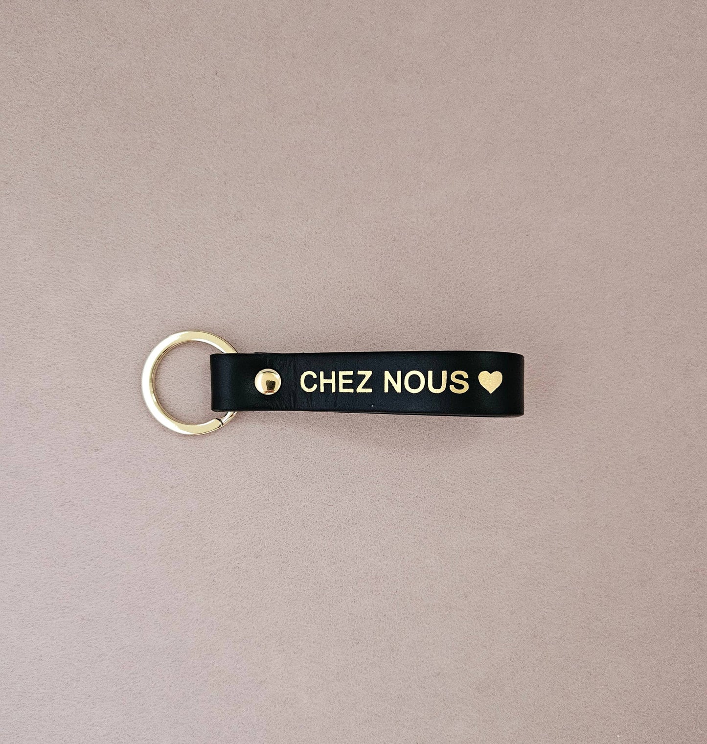 Porte-clé cuir sweet home / chez nous: Vieux rose / Français / CHEZ NOUS ♥