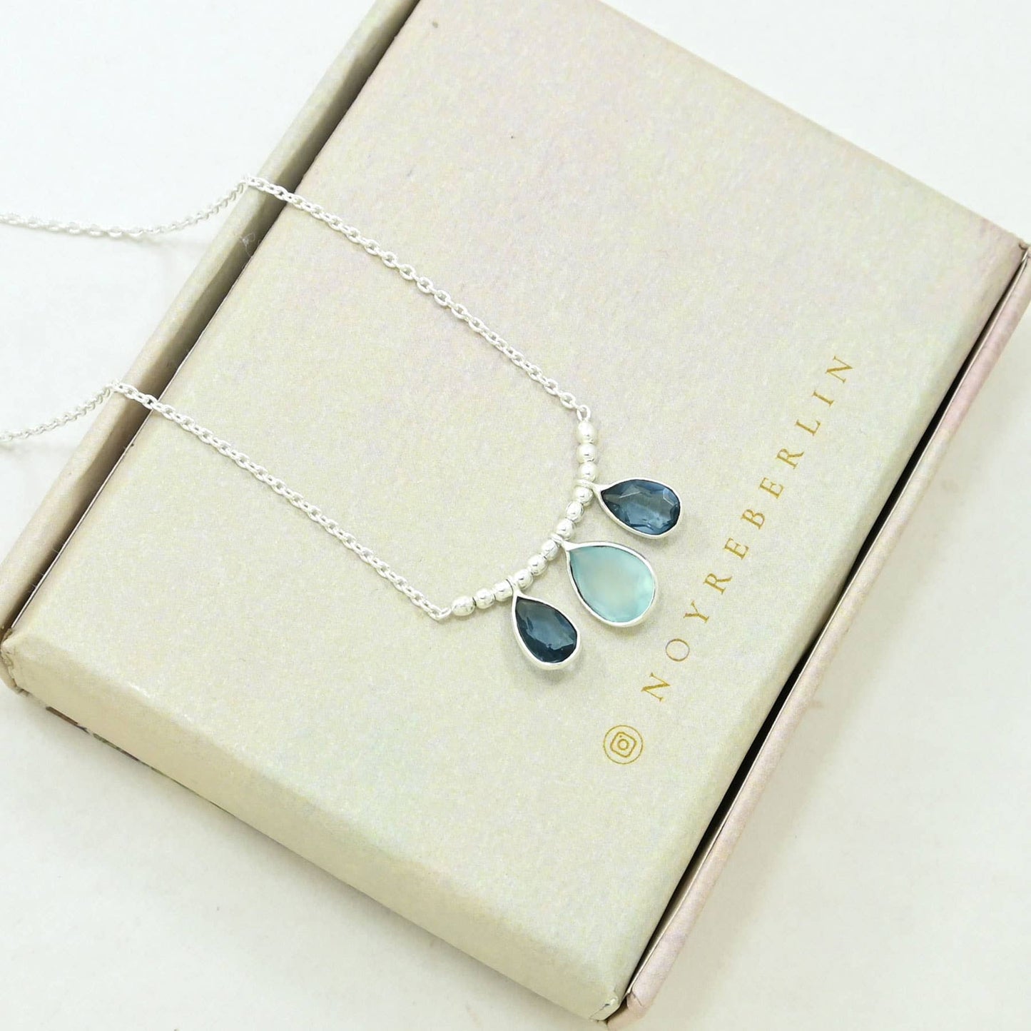 Collier Pippa Argent - Iolite Bleu & Calcédoine
