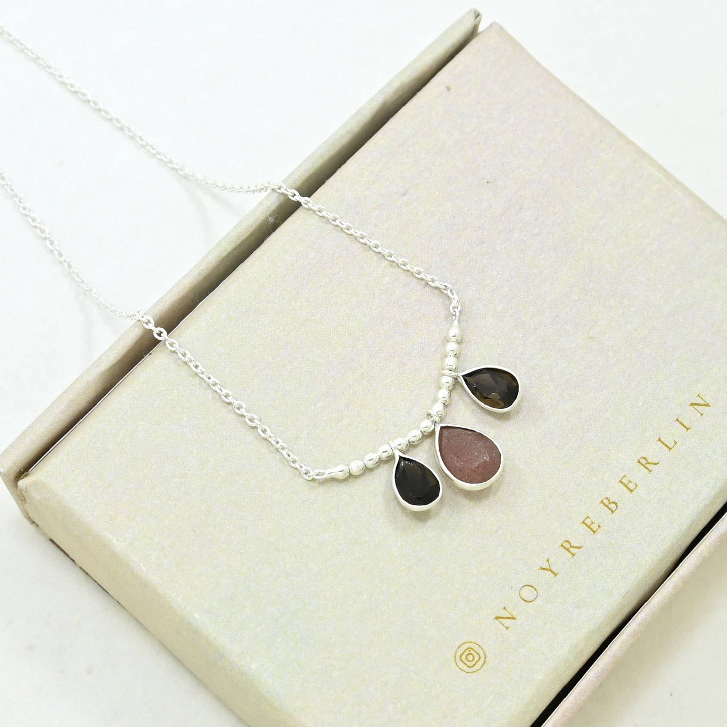 Collier Pippa Argent - Fraise & Quartz Fumé