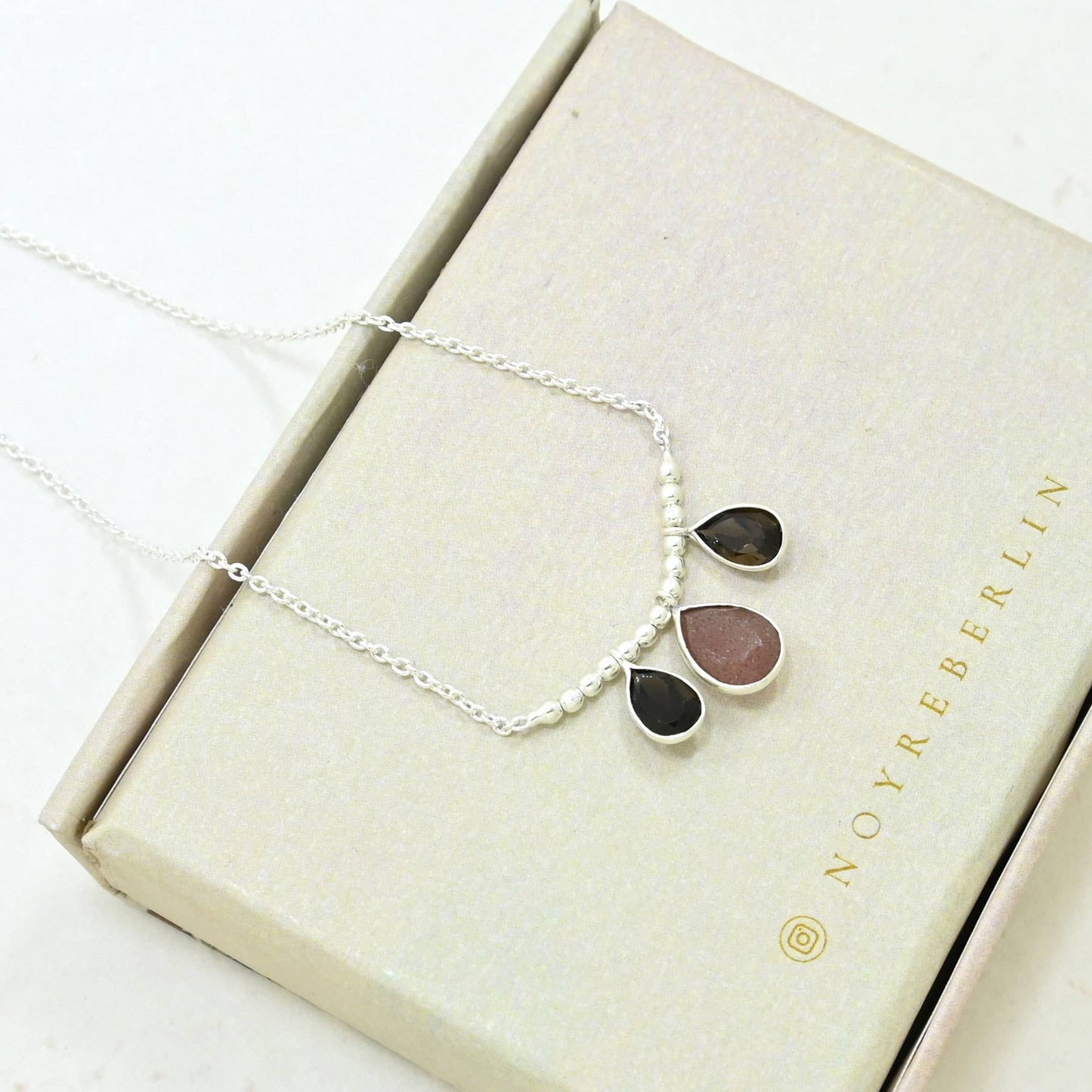 Collier Pippa Argent - Fraise & Quartz Fumé