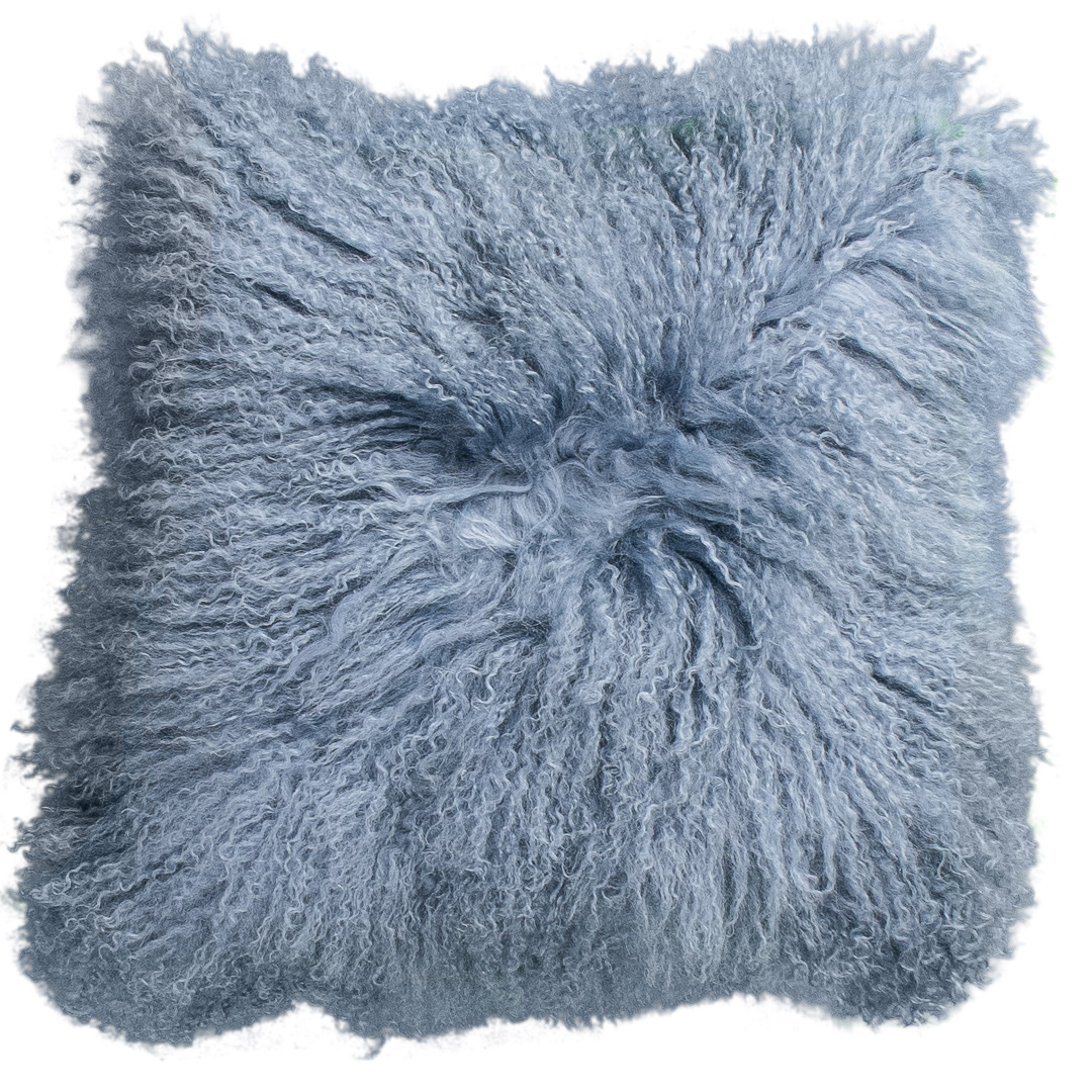Coussin en peau de mouton tibétaine bouclée | 14 coloris teints | 2 tailles: Caramel / 30x50 cm