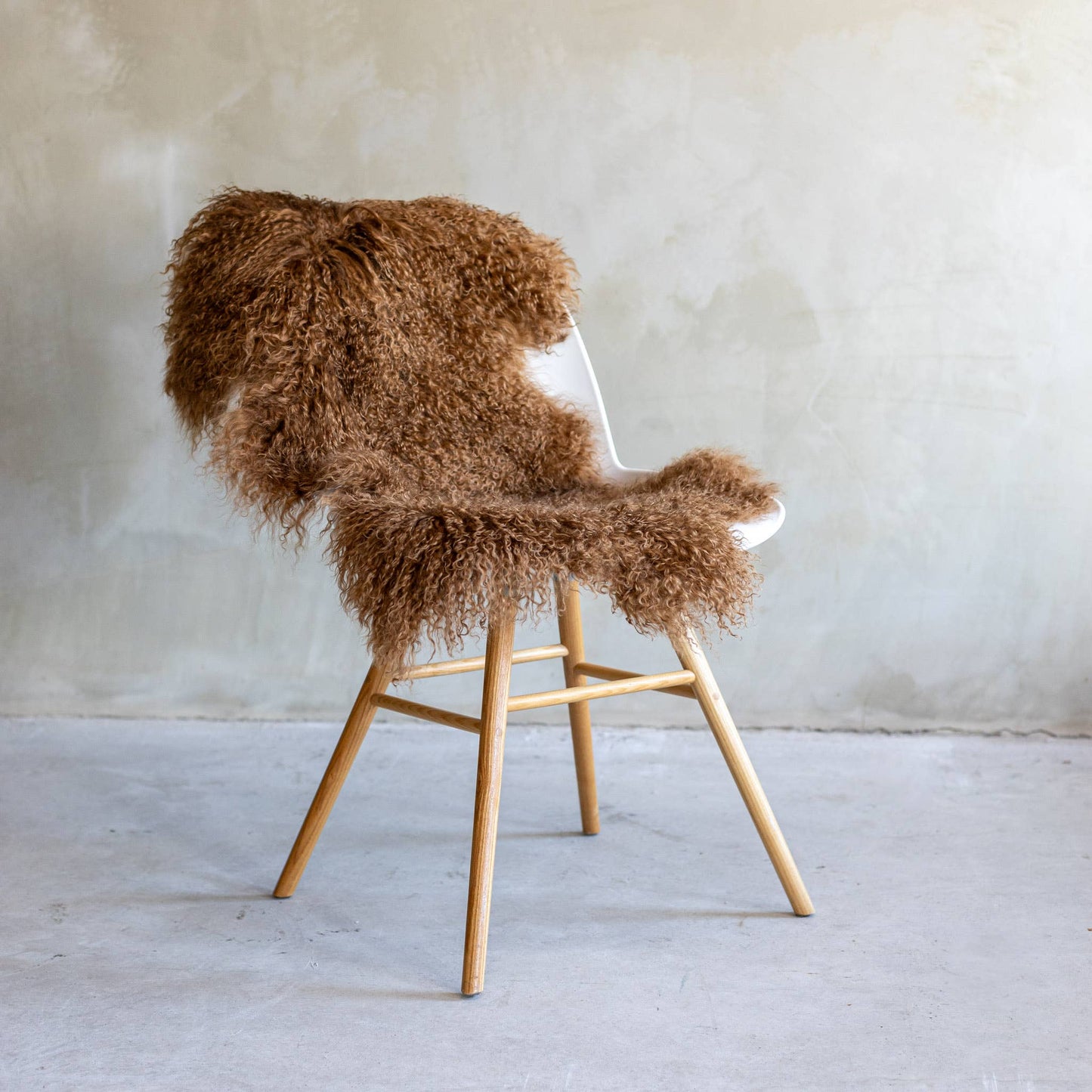 Tapis en peau de mouton bouclée tibétaine | 14 styles teints | env. 100 cm: Camel