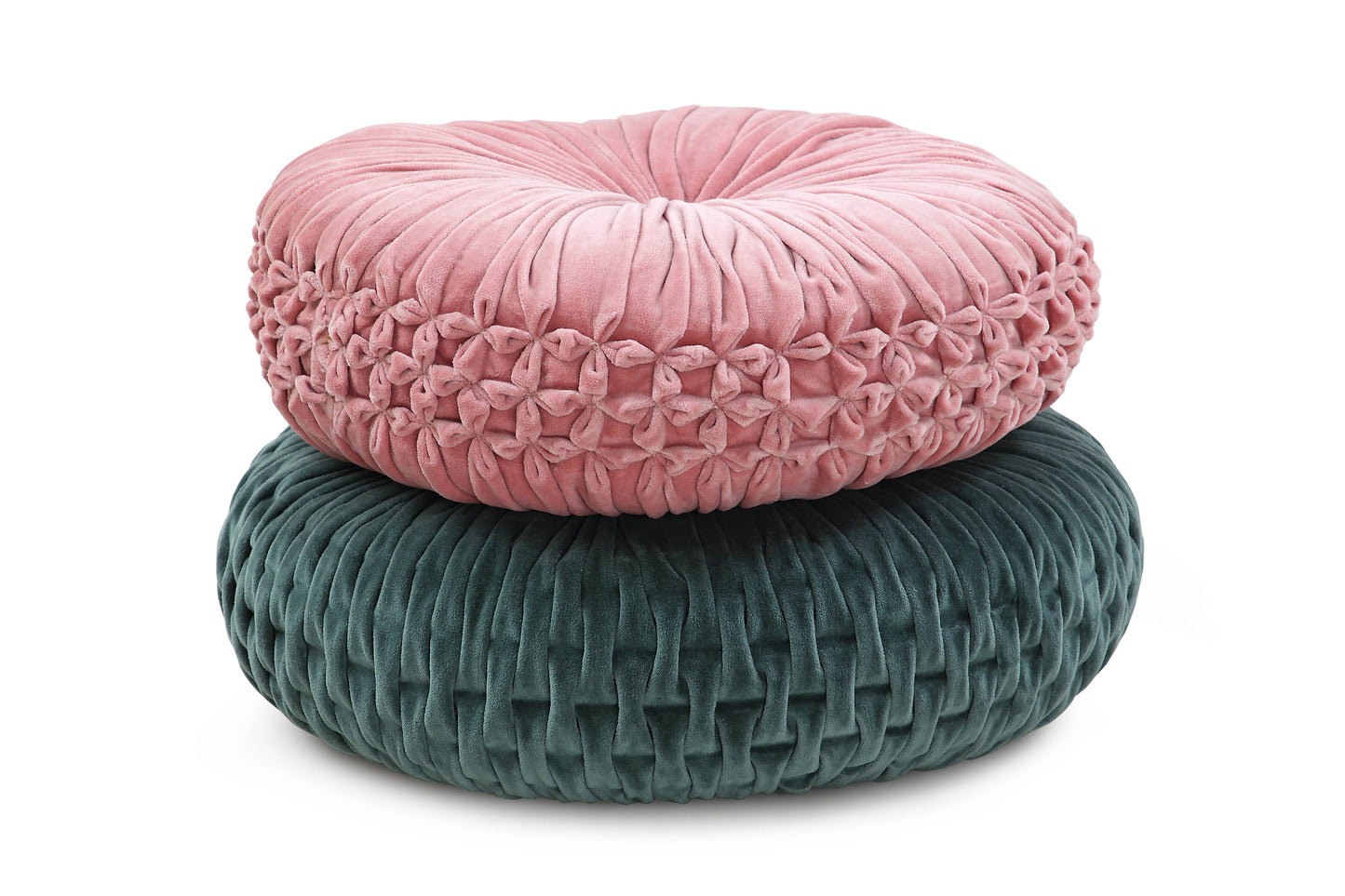 Le Coussin Rond en Velours Rose Poudré