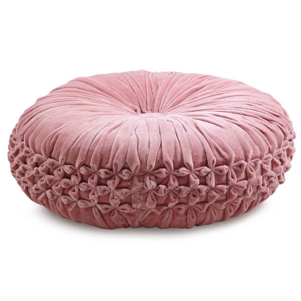 Le Coussin Rond en Velours Rose Poudré