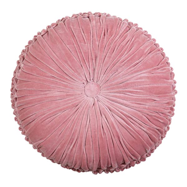 Le Coussin Rond en Velours Rose Poudré