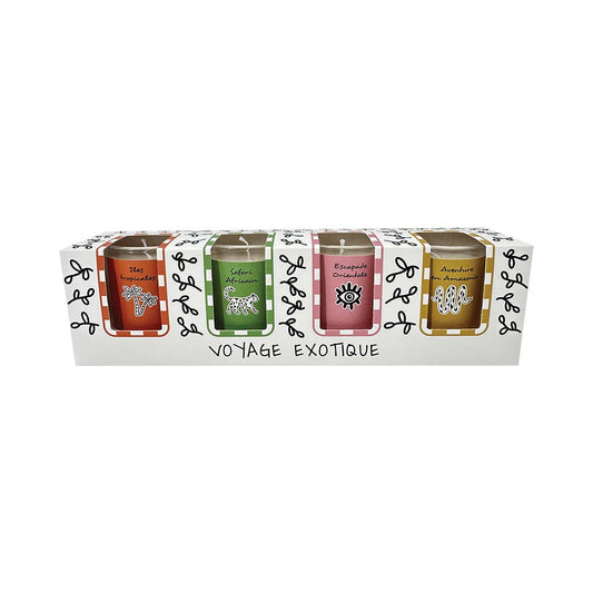 Coffret de 4 bougies voyage exotique D5,2 H6,2cm
