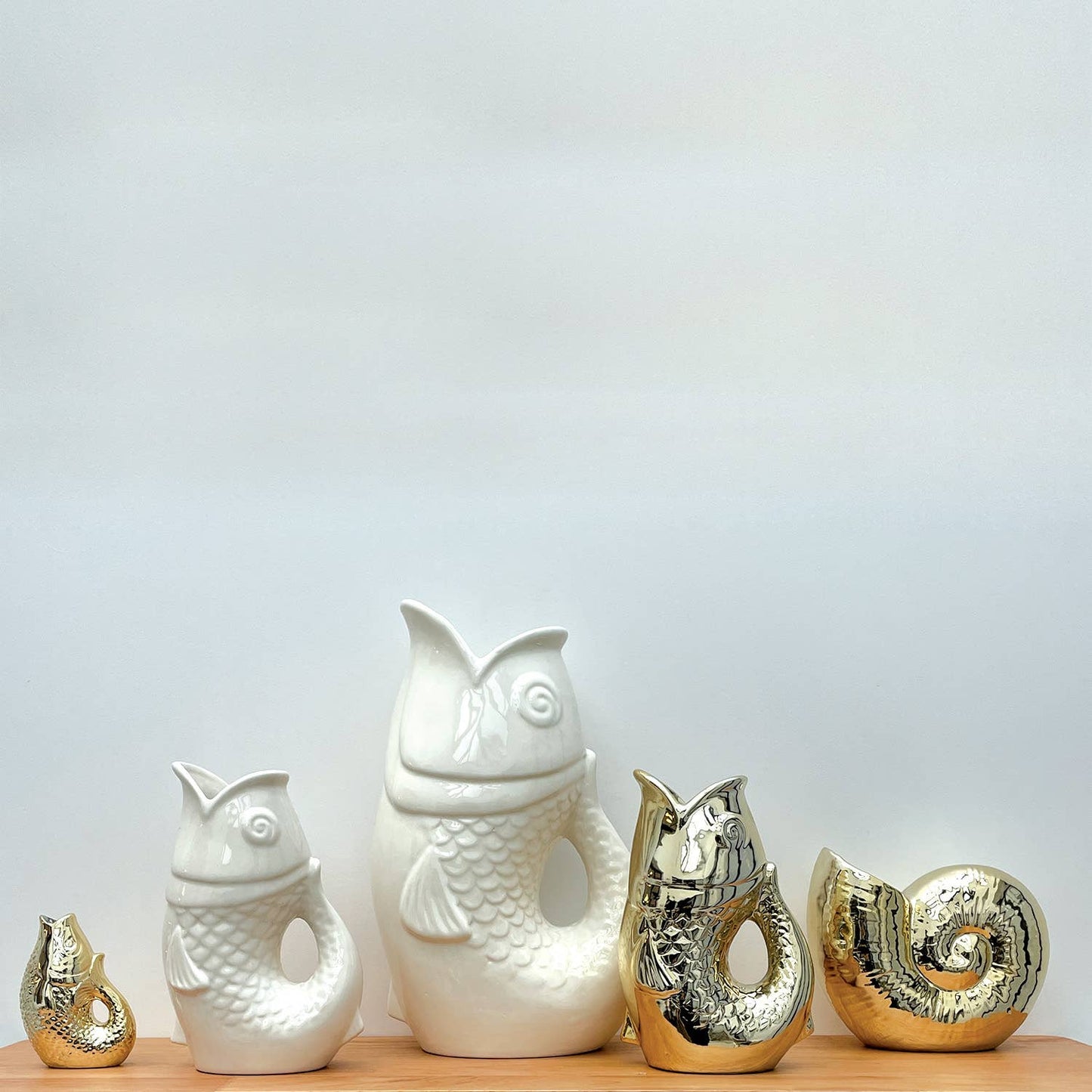 Vase pichet poisson gm blanc cassé L16,5 P11 H25,3cm