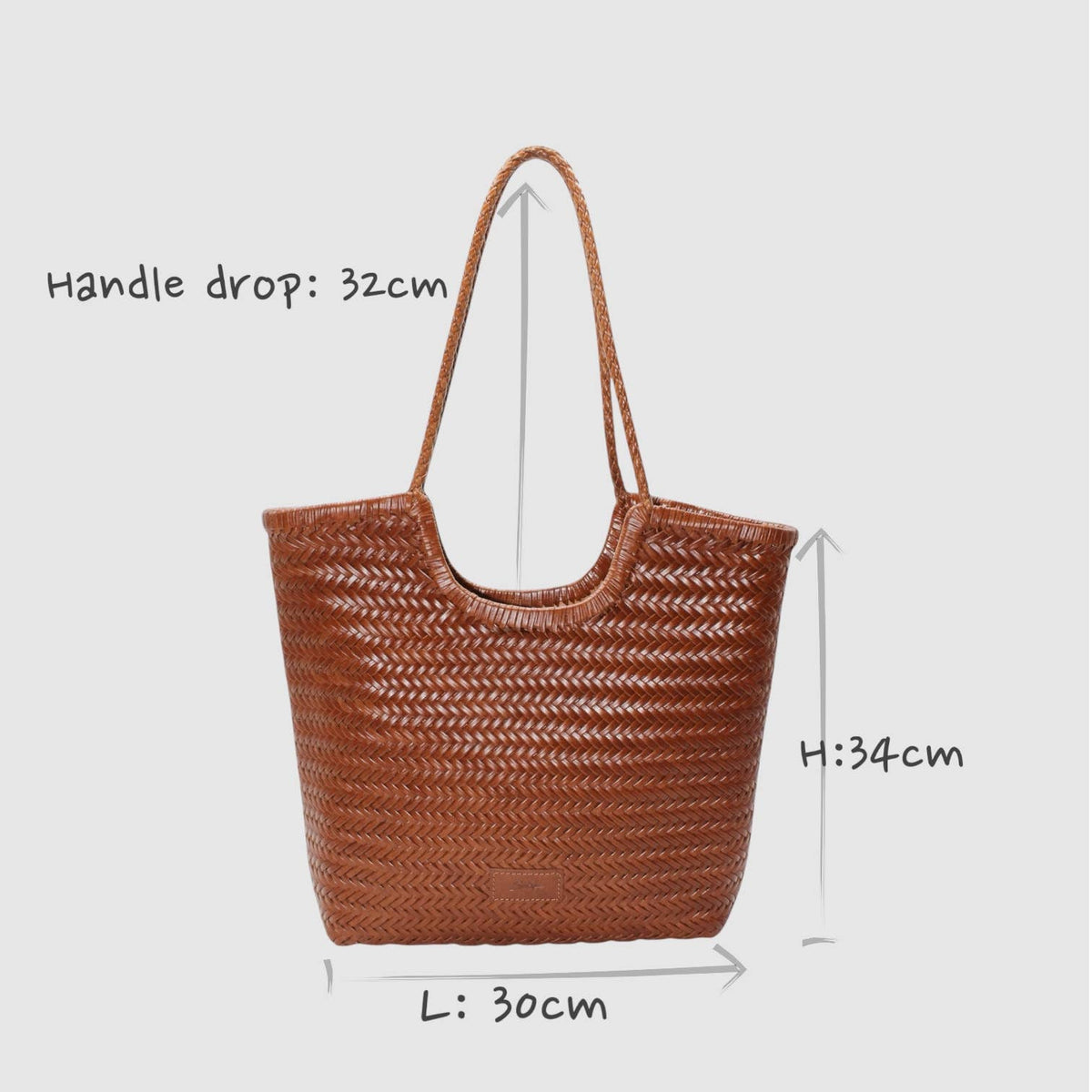 Sac cabas tissé artisanal en cuir caramel - Sook Stainable