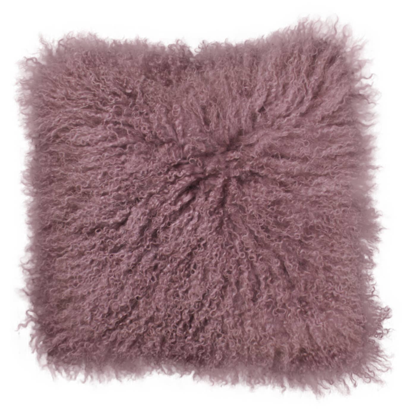 Le Coussin Carré Rose Vintage en poils de mouton tibétain