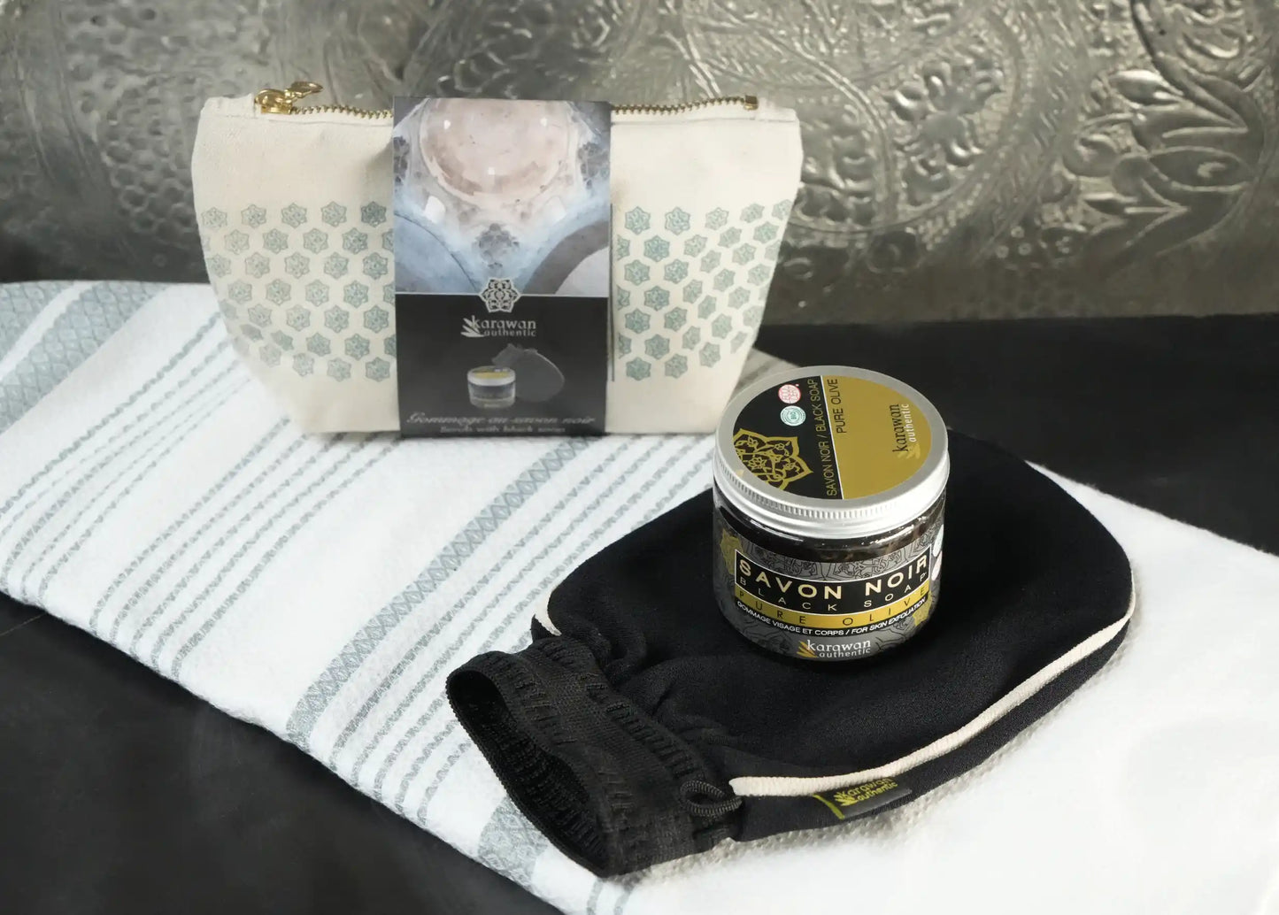 TROUSSE CADEAU BIEN-ÊTRE HAMMAM - GOMMAGE AU SAVON NOIR