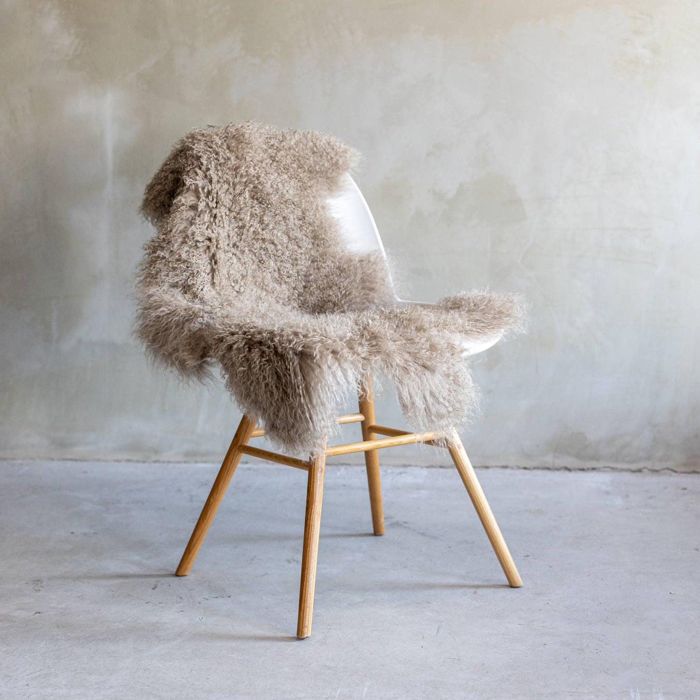 Tapis en peau de mouton bouclée tibétaine | 14 styles teints | env. 100 cm: Camel