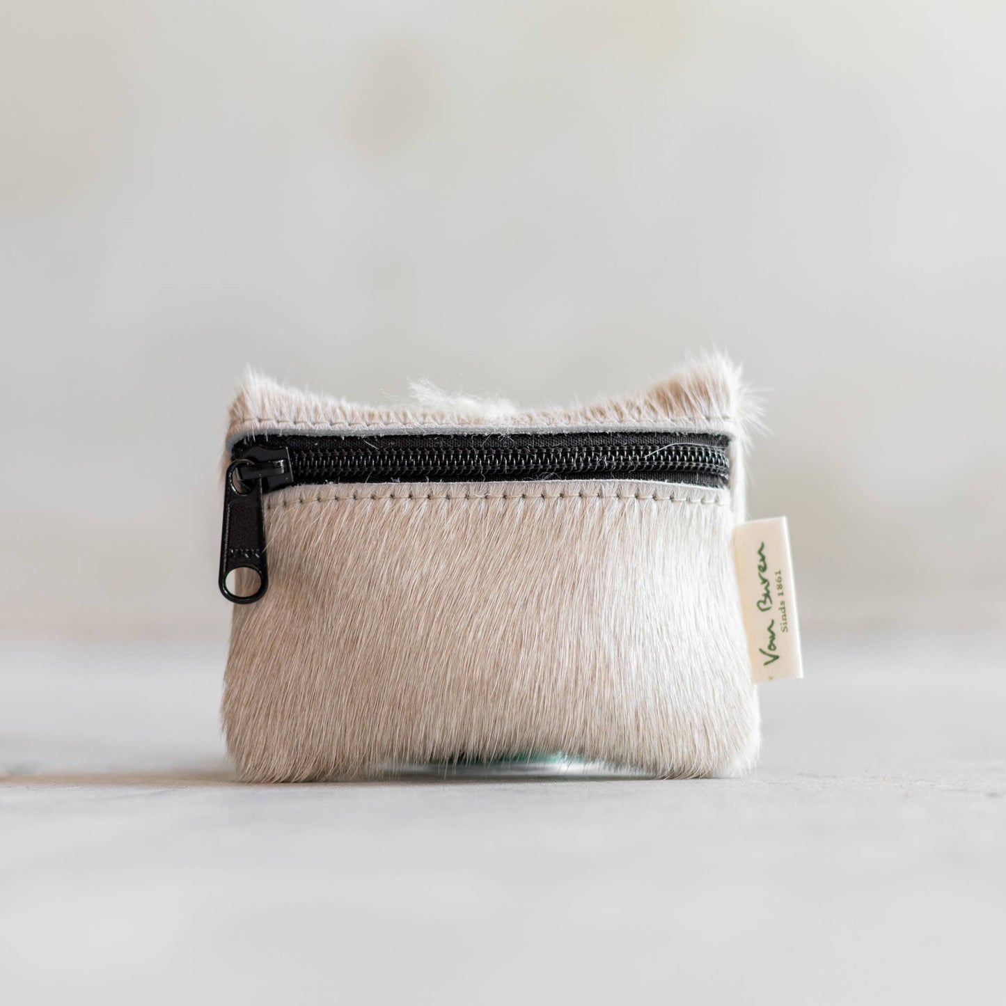 Portefeuille en cuir de vachette avec fermeture éclair | 11 styles | 9 x 12 cm