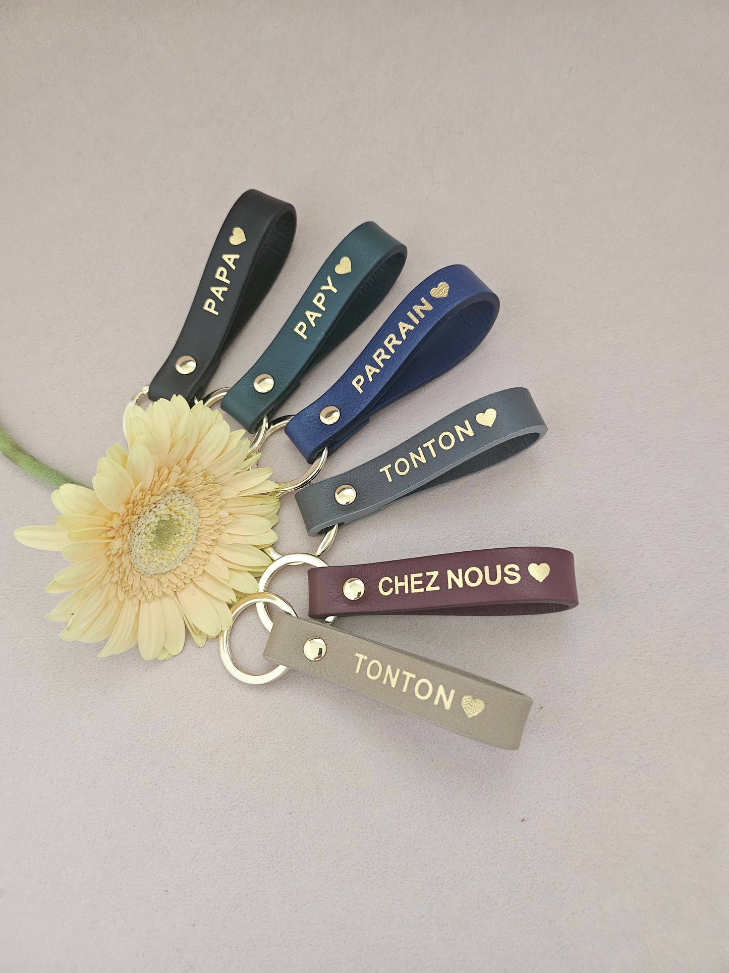 Porte-clé cuir  sweet home / chez nous: Bordo / Français / SWEET HOME ♥