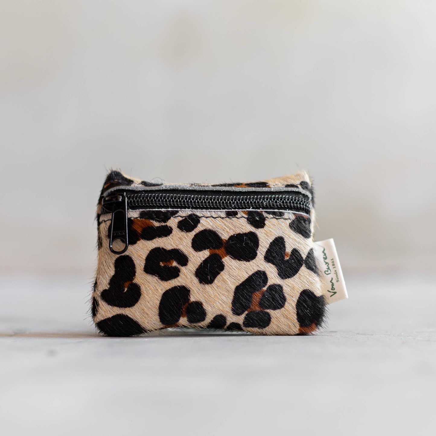 Portefeuille en cuir de vachette avec fermeture éclair | 11 styles | 9 x 12 cm
