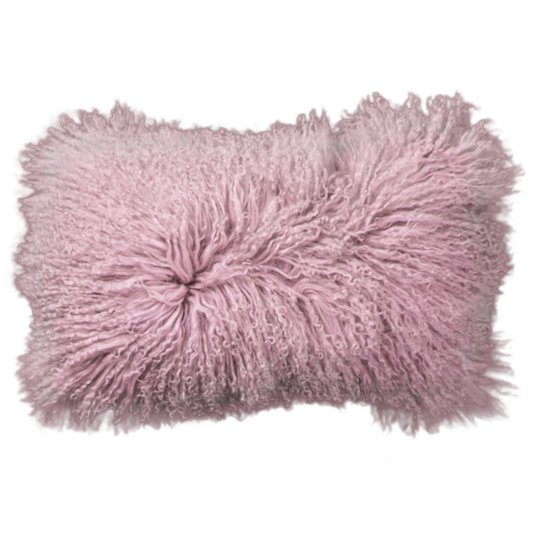 Coussin en peau de mouton tibétaine 30x50cm | 14 couleurs: Rose