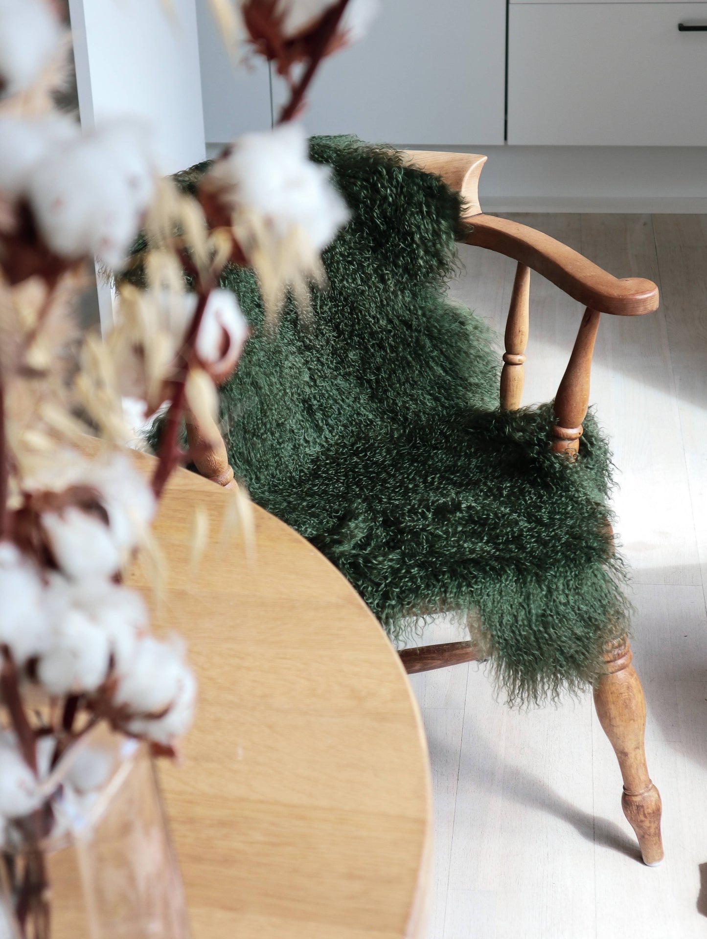 Tapis en peau de mouton bouclée tibétaine | 14 styles teints | env. 100 cm: Mint