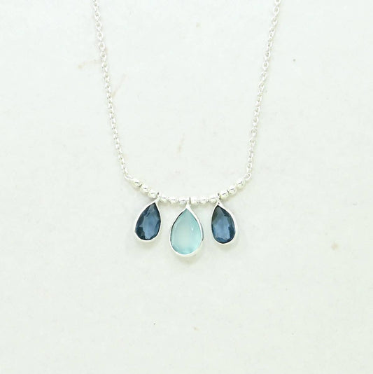 Collier Pippa Argent - Iolite Bleu & Calcédoine