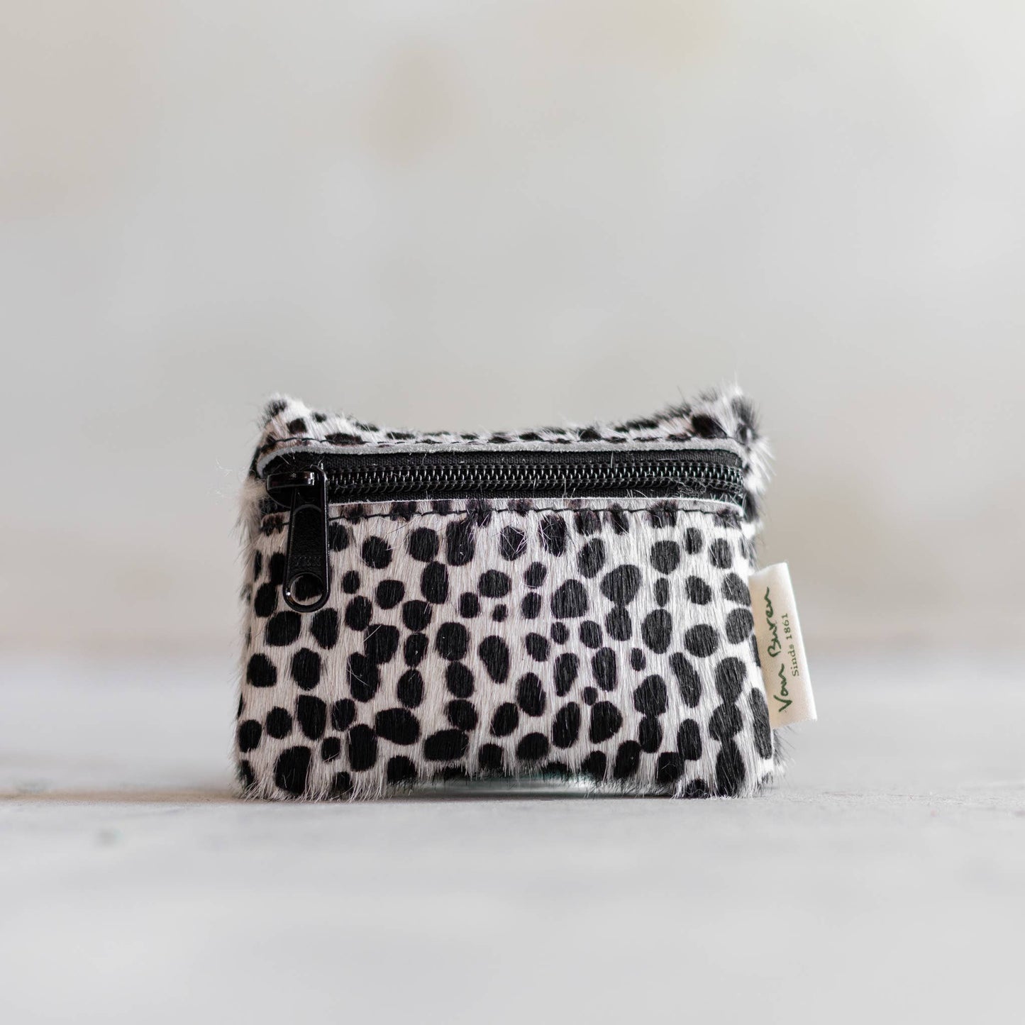 Portefeuille en cuir de vachette avec fermeture éclair | 11 styles | 9 x 12 cm