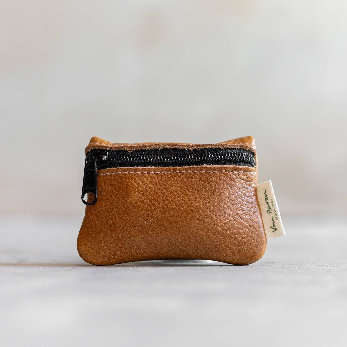 Portefeuille en cuir de vachette avec fermeture éclair | 11 styles | 9 x 12 cm