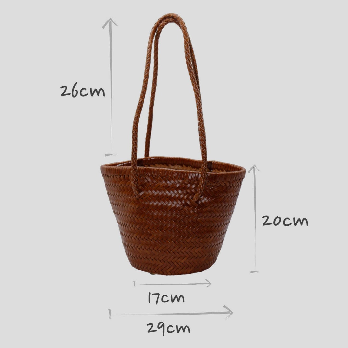 Carmel- Sac seau en cuir véritable tissé à la main