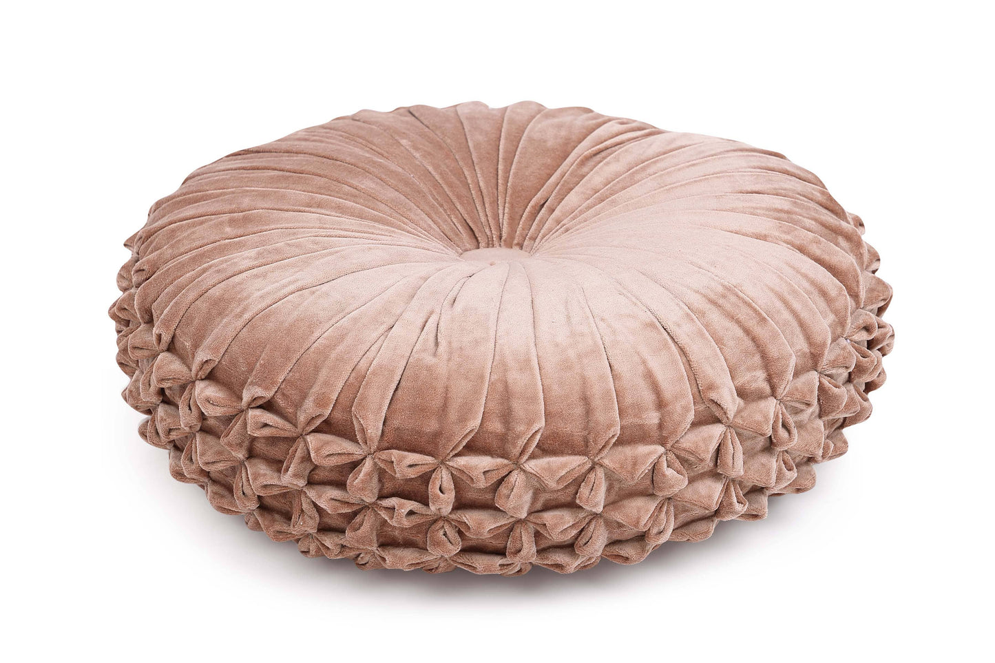 Le Coussin Rond en Velours Rose Ancien