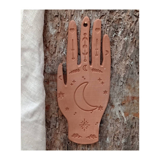 Collection holystic. Main céramique terracotta lune