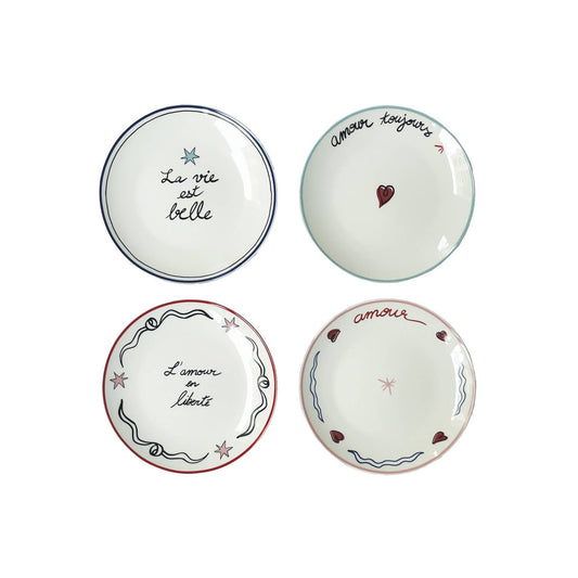 Set de 4 assiettes dessert amour en liberté D19cm