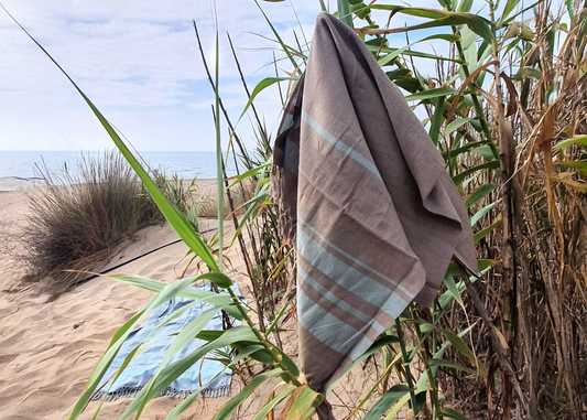 FOUTA EN COTON BIOLOGIQUE GOTS -  GARDEN - couleur EARTH