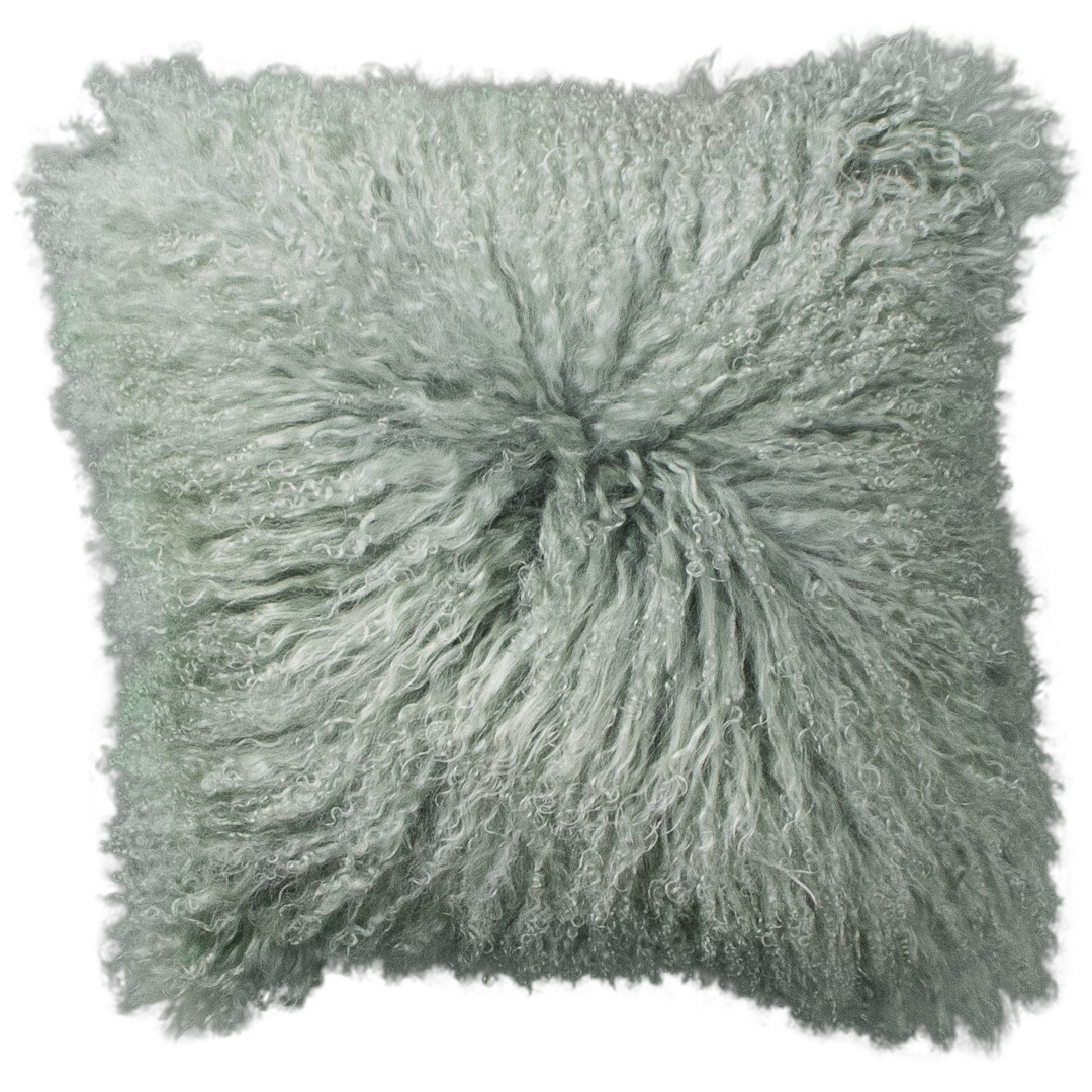 Coussin en peau de mouton tibétaine bouclée | 14 coloris teints | 2 tailles: Taupe / 30x50 cm