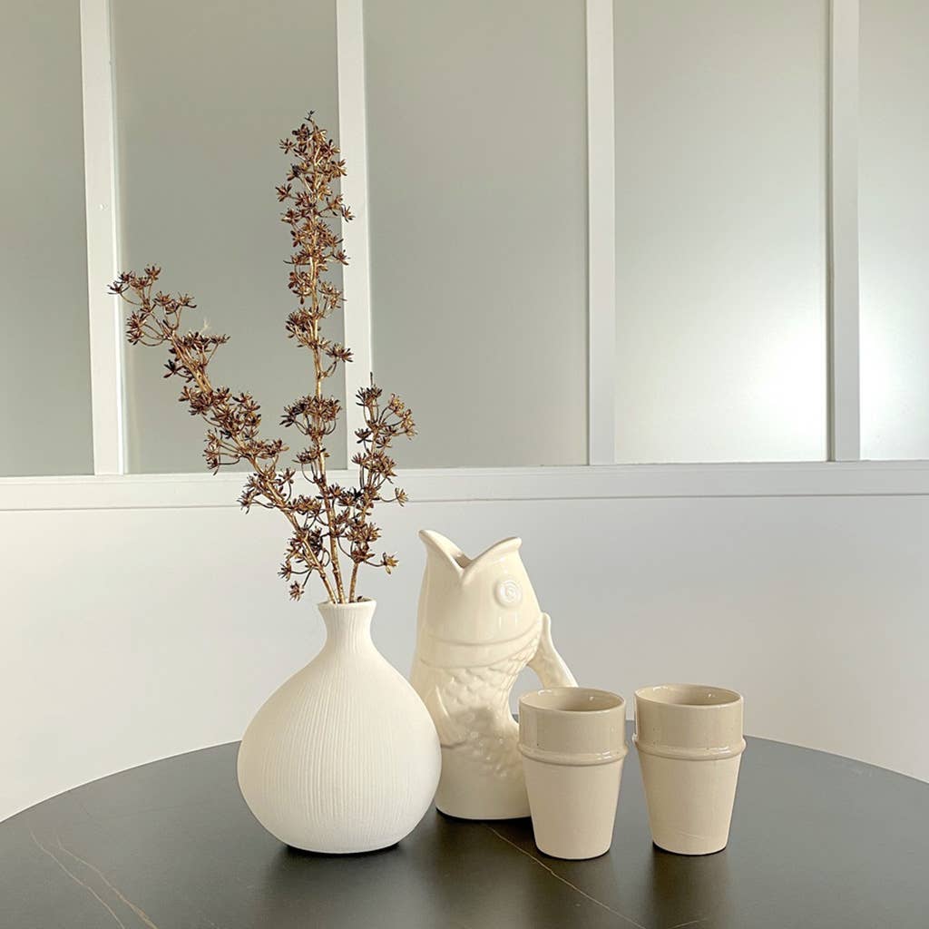 Vase pichet poisson gm blanc cassé L16,5 P11 H25,3cm