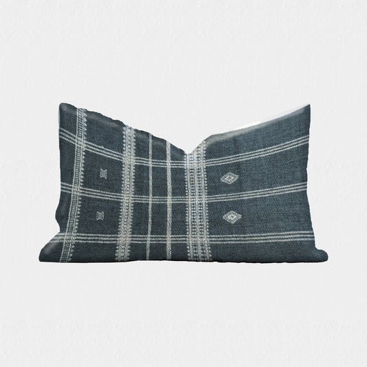 Coussin en laine tissée à la main Bhujodi, denim 40x60 cm