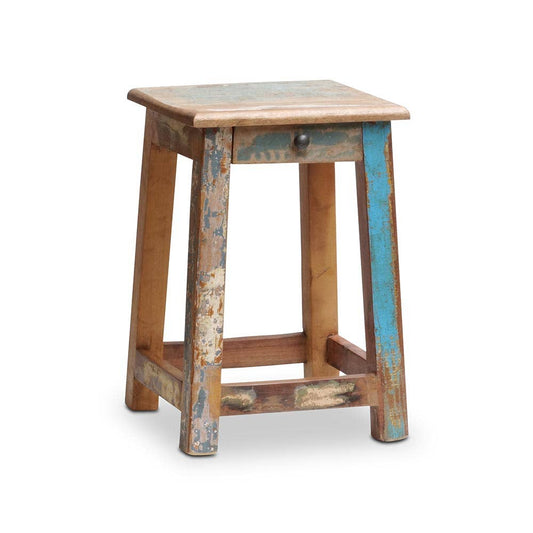 Le Tabouret en bois recyclé avec tiroir