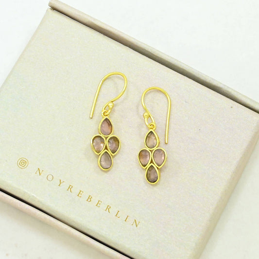 Boucles d'oreilles Alison plaquées or - Quartz rose