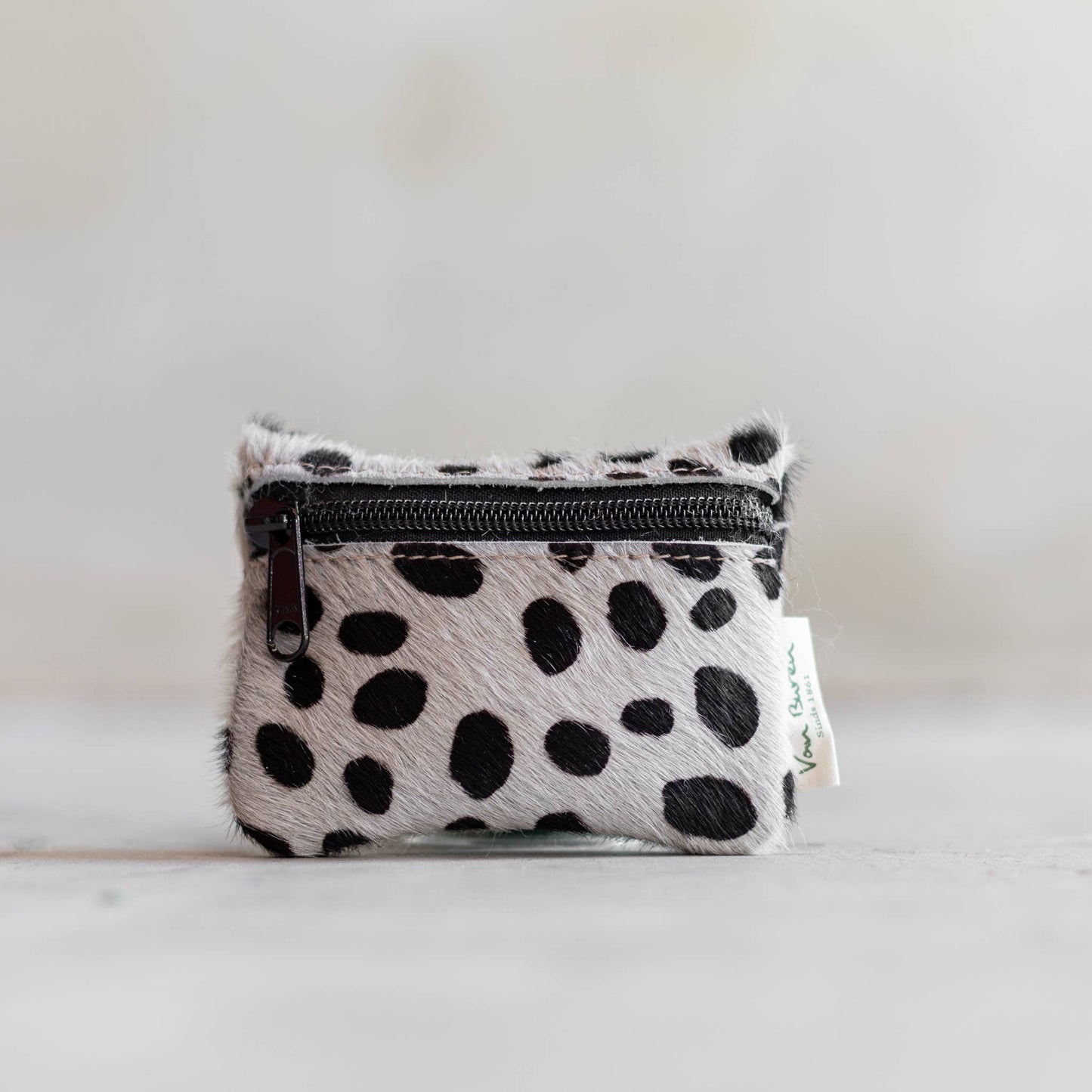 Portefeuille en cuir de vachette avec fermeture éclair | 11 styles | 9 x 12 cm