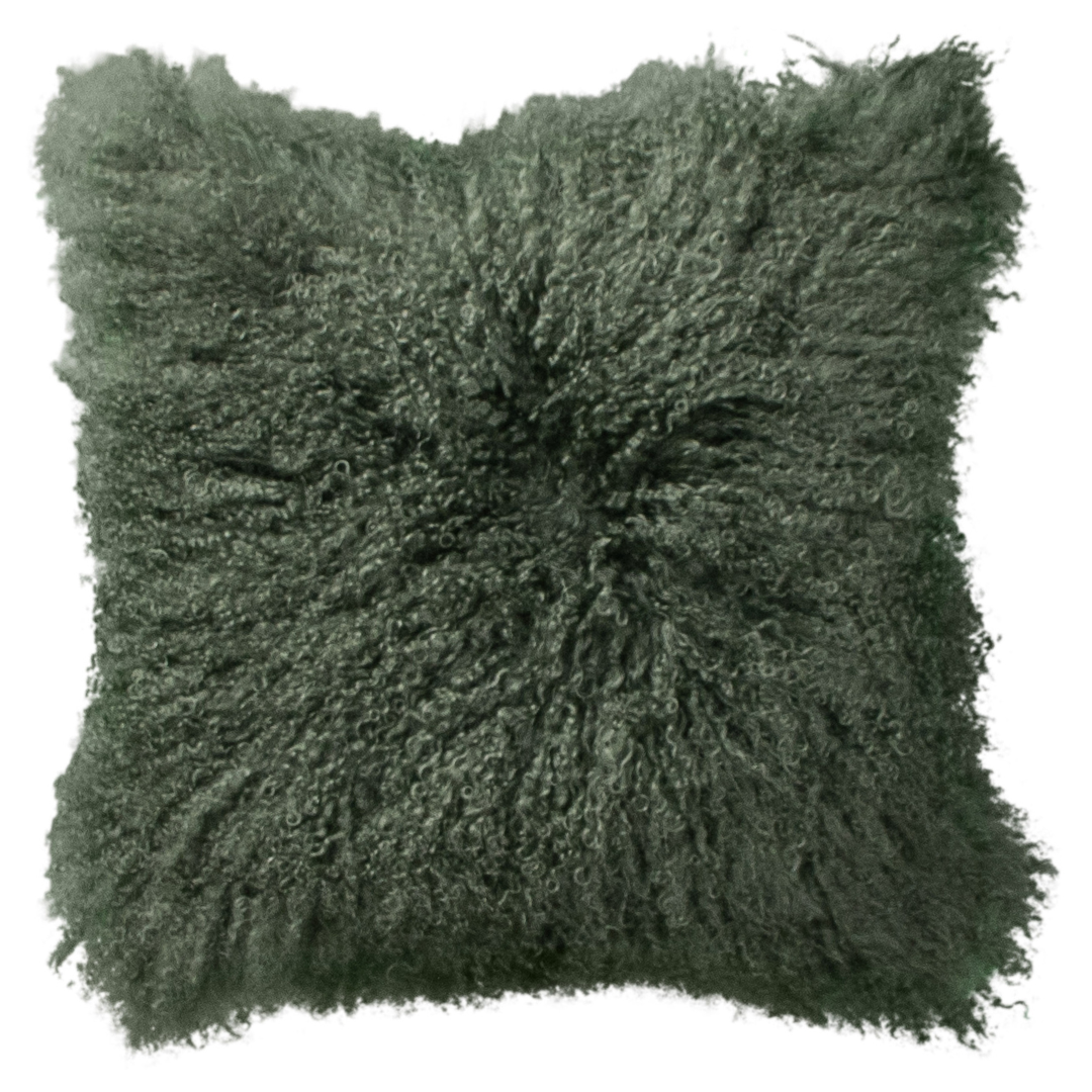 Coussin en peau de mouton tibétaine bouclée | 14 coloris teints | 2 tailles: Chameau / 30x50 cm