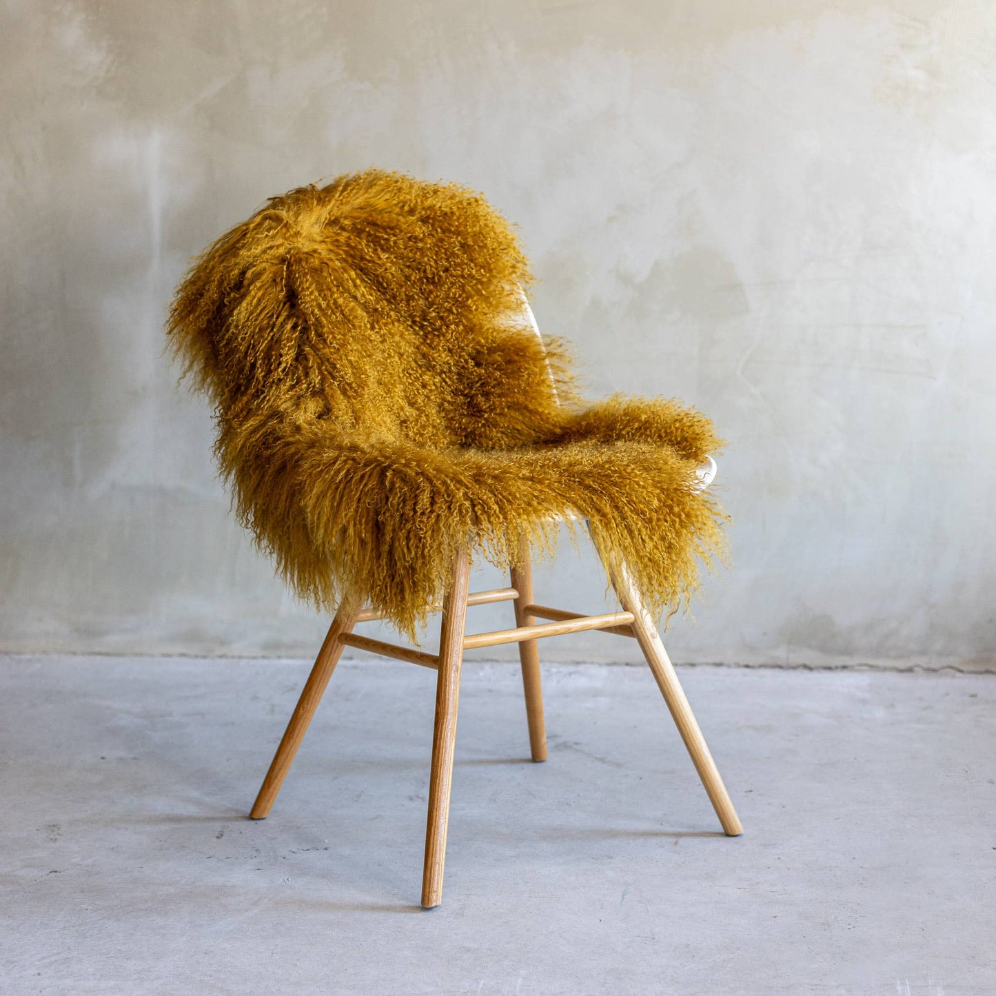 Tapis en peau de mouton bouclée tibétaine | 14 styles teints | env. 100 cm: Camel