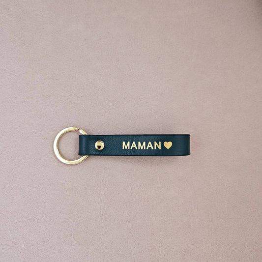 Porte-clé cuir  papa/maman : Canard / Français / MAMAN ♥