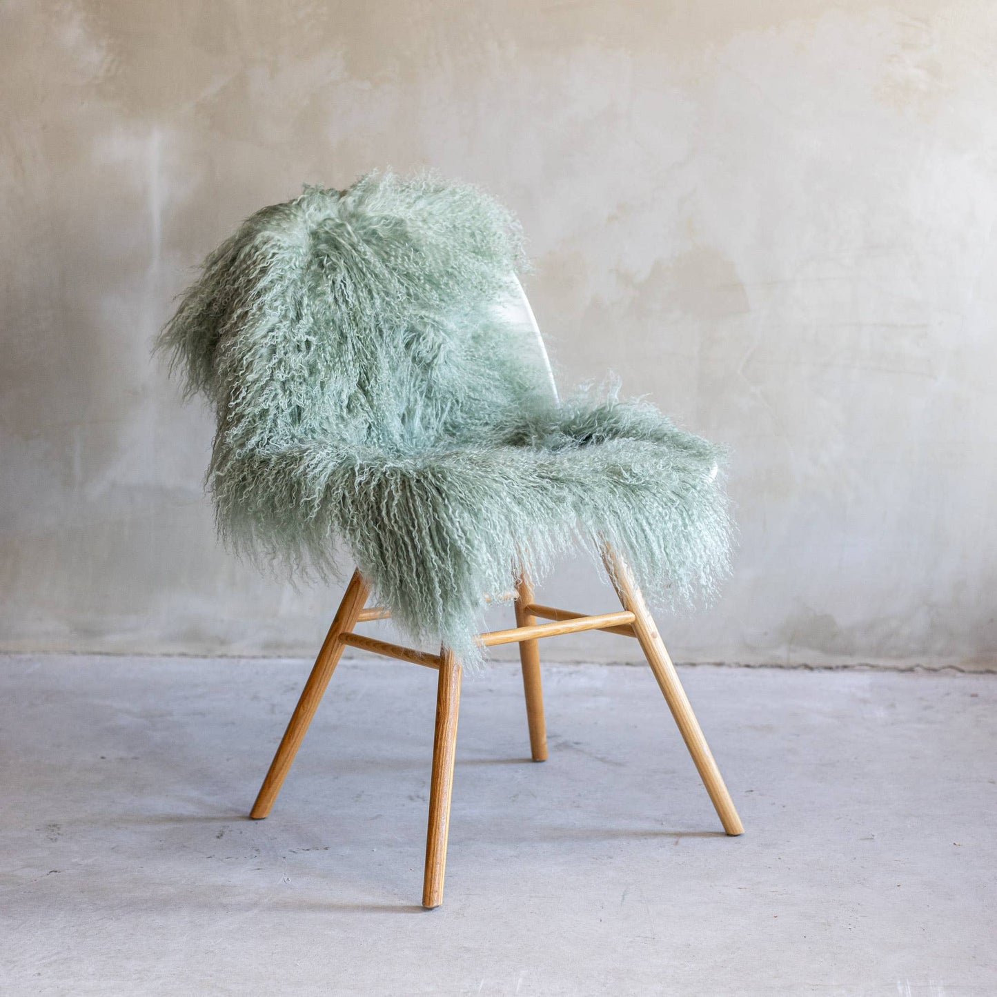 Tapis en peau de mouton bouclée tibétaine | 14 styles teints | env. 100 cm: Mint
