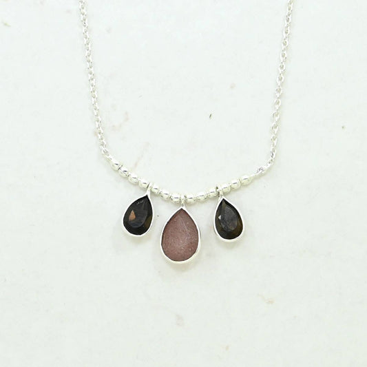 Collier Pippa Argent - Fraise & Quartz Fumé