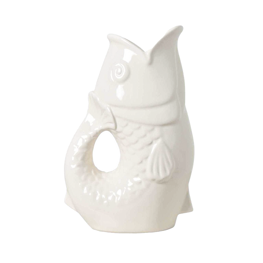 Vase pichet poisson gm blanc cassé L16,5 P11 H25,3cm