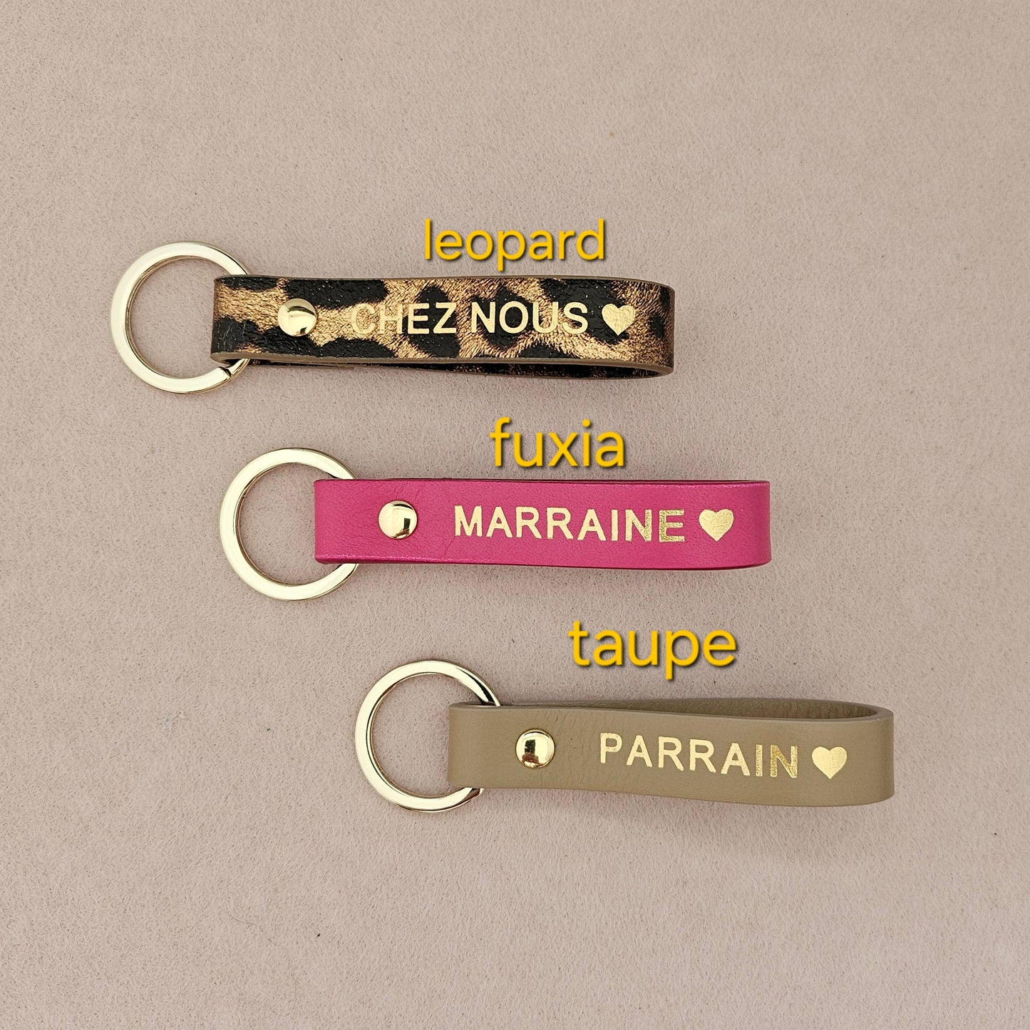 Porte-clé cuir  sweet home / chez nous: Nude / Français / CHEZ NOUS ♥