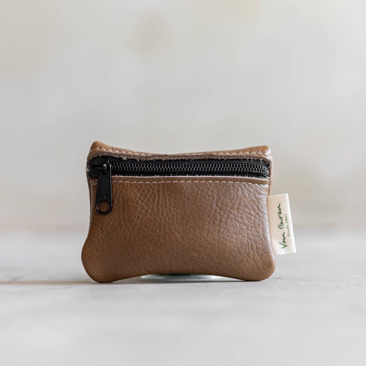 Portefeuille en cuir de vachette avec fermeture éclair | 11 styles | 9 x 12 cm