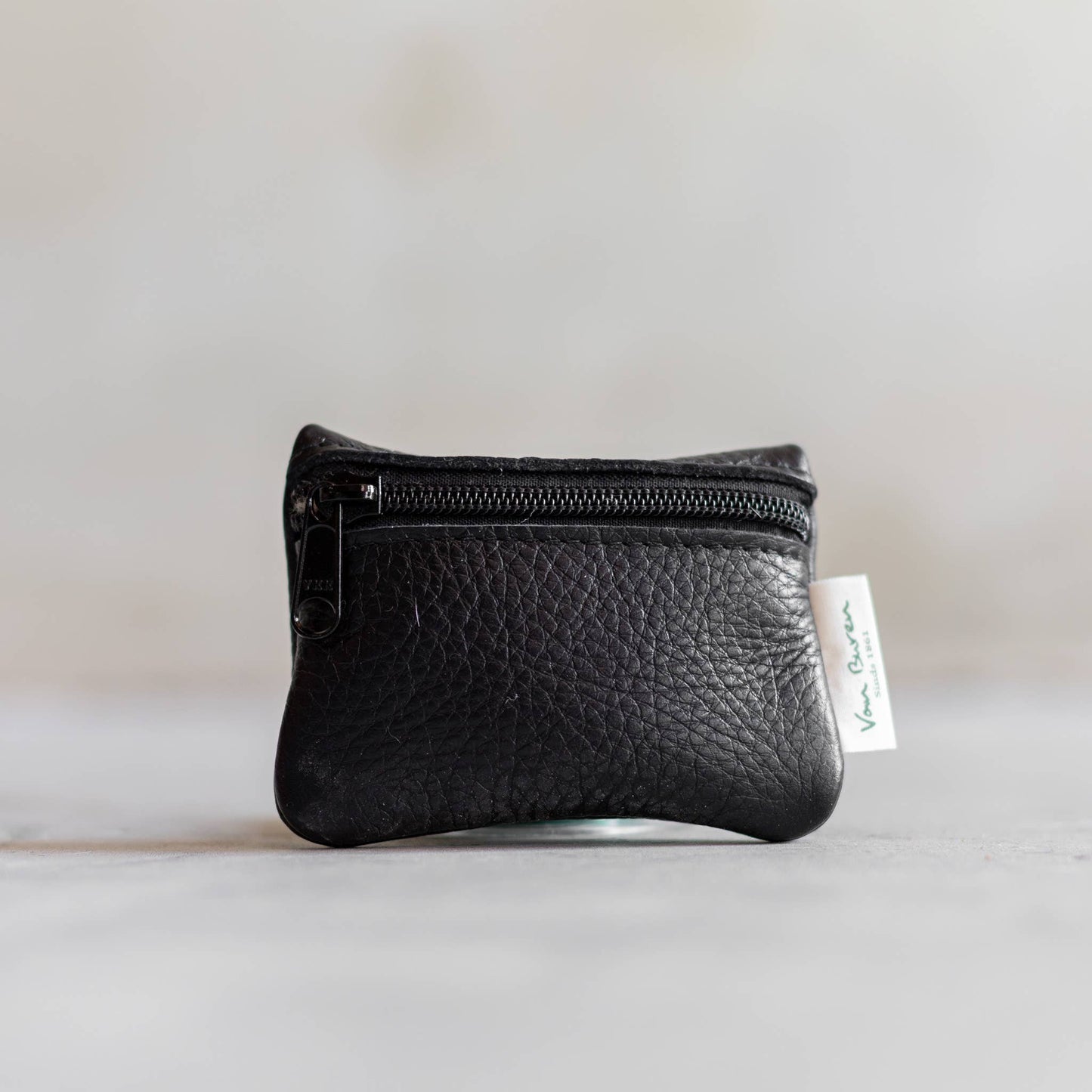 Portefeuille en cuir de vachette avec fermeture éclair | 11 styles | 9 x 12 cm